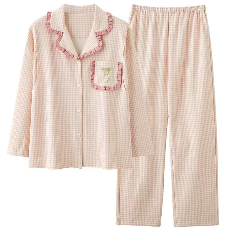 パジャマ レディース 妊婦 春秋 綿100% 格子柄 長袖 長ズボン 産後 マタニティウェア 授乳 前開き 薄手..