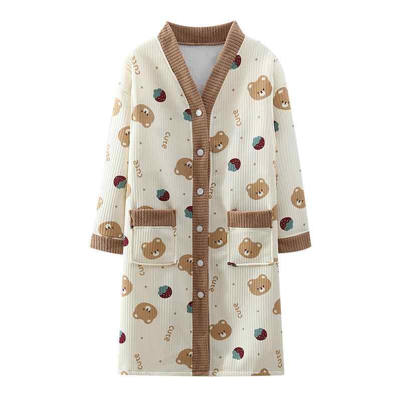 マタニティ パジャマ レディース 授乳服 秋冬 長袖 ワンピース 厚手 妊婦 産後 授乳口付き ポリエステ..