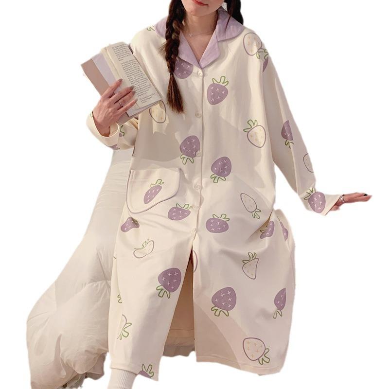 マタニティウェア レディース 授乳服 ワンピース 春夏秋冬 接触冷感 再生繊維 パジャマ 前開き 長袖 大..