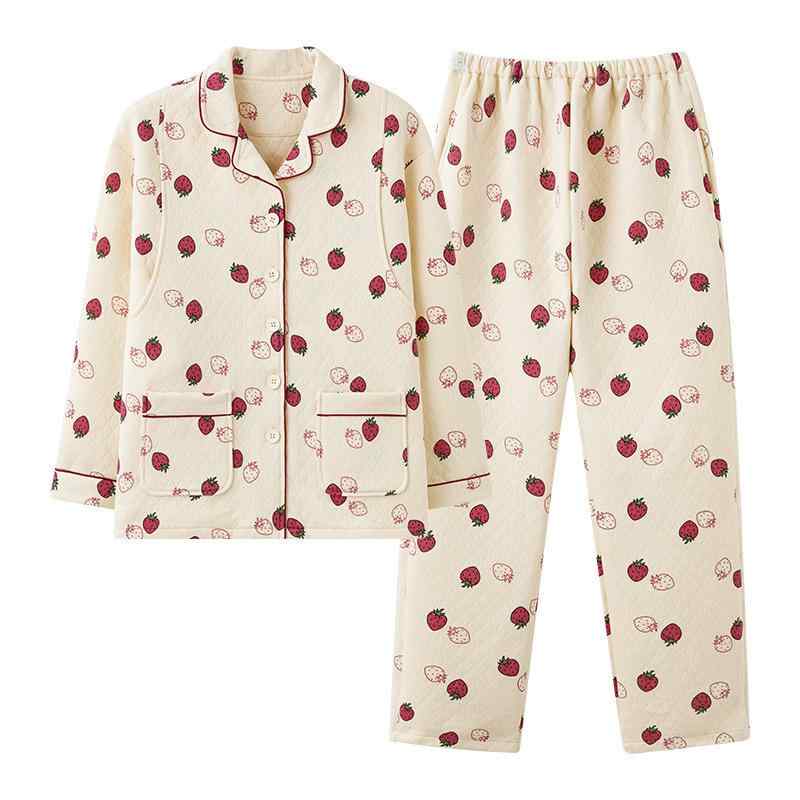 マタニティウェア レディース 秋冬 長袖 パジャマ 上下セット 綿100% 授乳服 前開き 厚手 暖かい 妊婦..