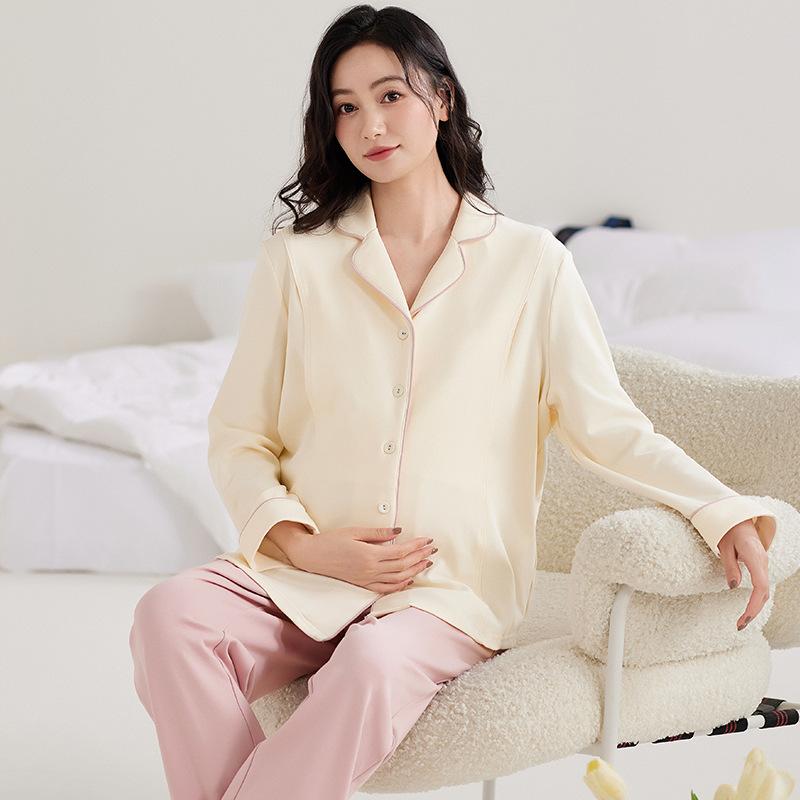 パジャマ レディース マタニティ 授乳服 春秋 長袖 前開き コットン 調整可能 胸パッド付き 産後 産褥 ..