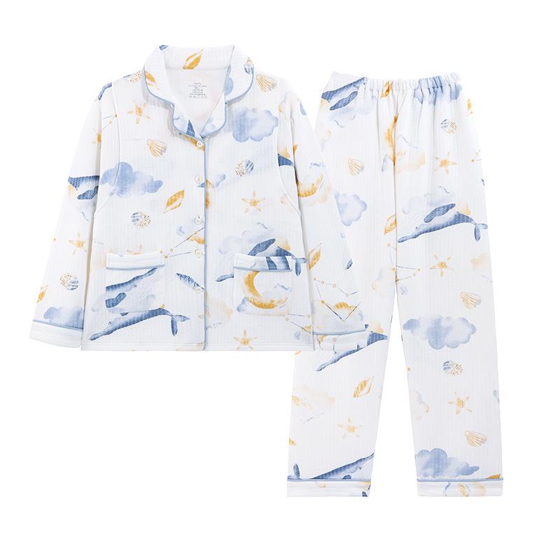 マタニティウェア 純綿 月子服 秋冬 授乳服 前開き 長袖 長ズボン 産後 パジャマ 妊婦 ルームウェア 厚..