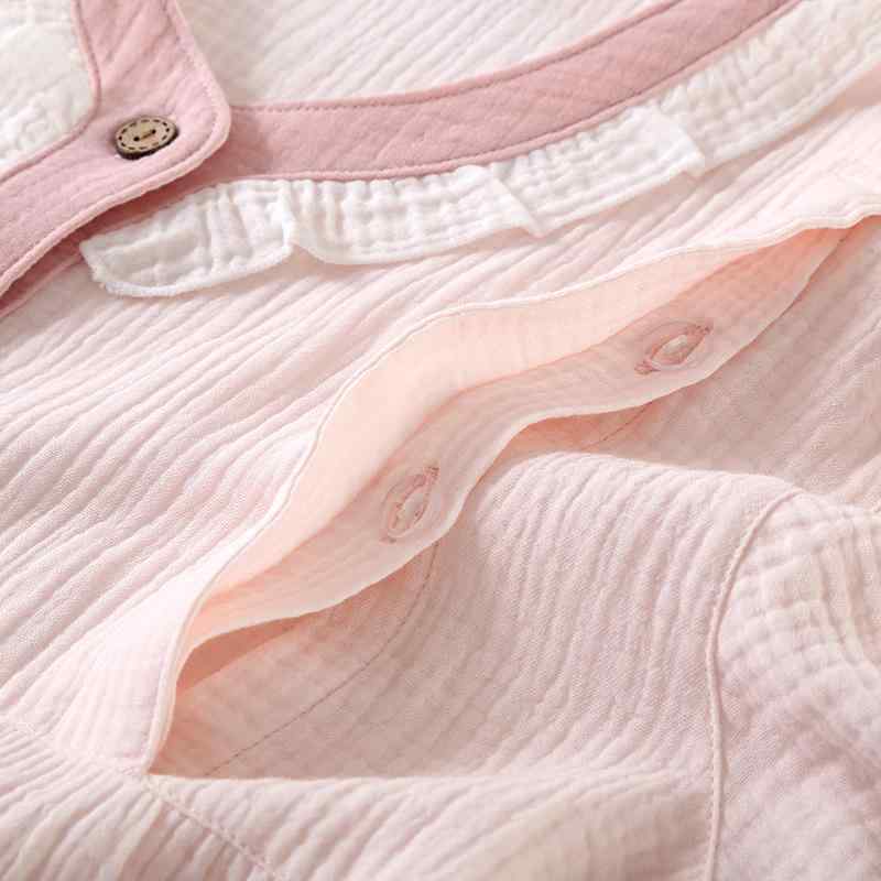 マタニティウェア レディース 授乳服 コットン ガーゼ 産後 授乳 パジャマ ルームウェア 上下セット 長..