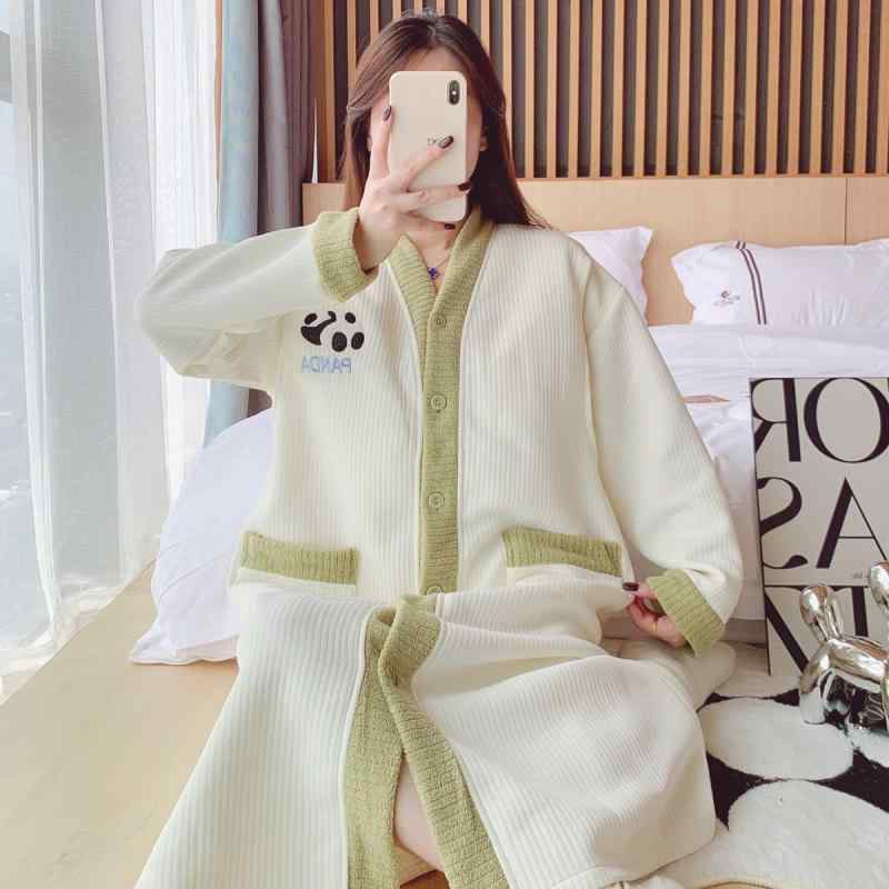 マタニティウェア レディース 産後 授乳服 ワンピース 秋冬 コットン 厚手 あったか 部屋着 ルームウェ..