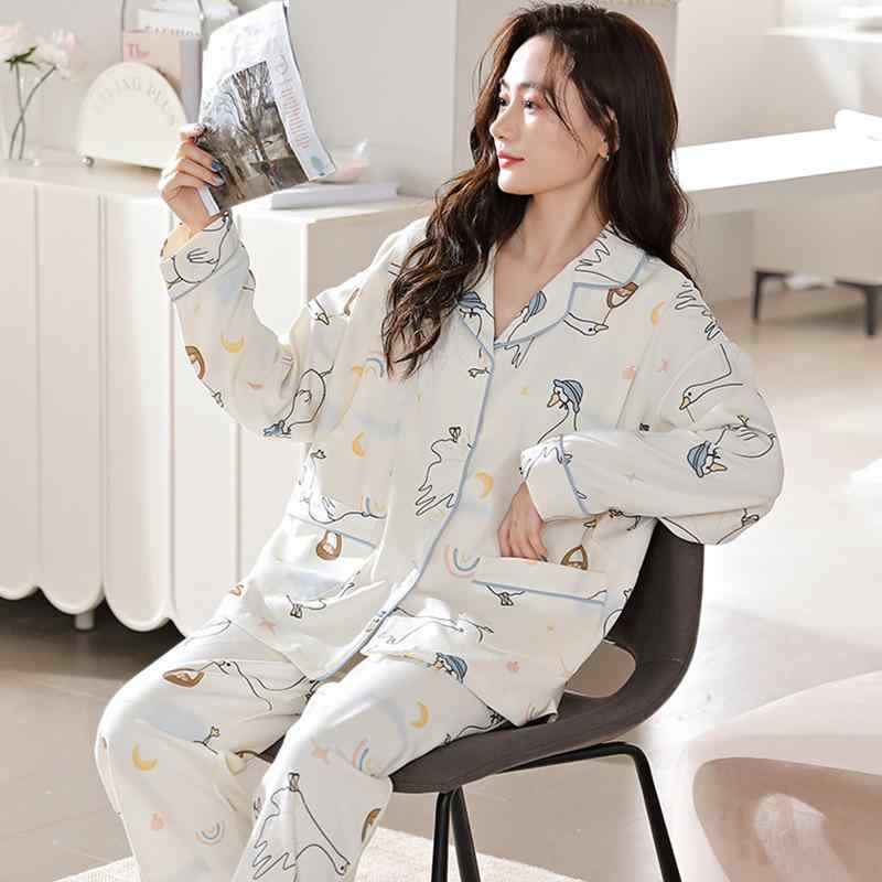 パジャマ レディース マタニティ 授乳服 産後 2点セット 綿100% 前開き 長袖 長ズボン 春夏 ホームウェ..