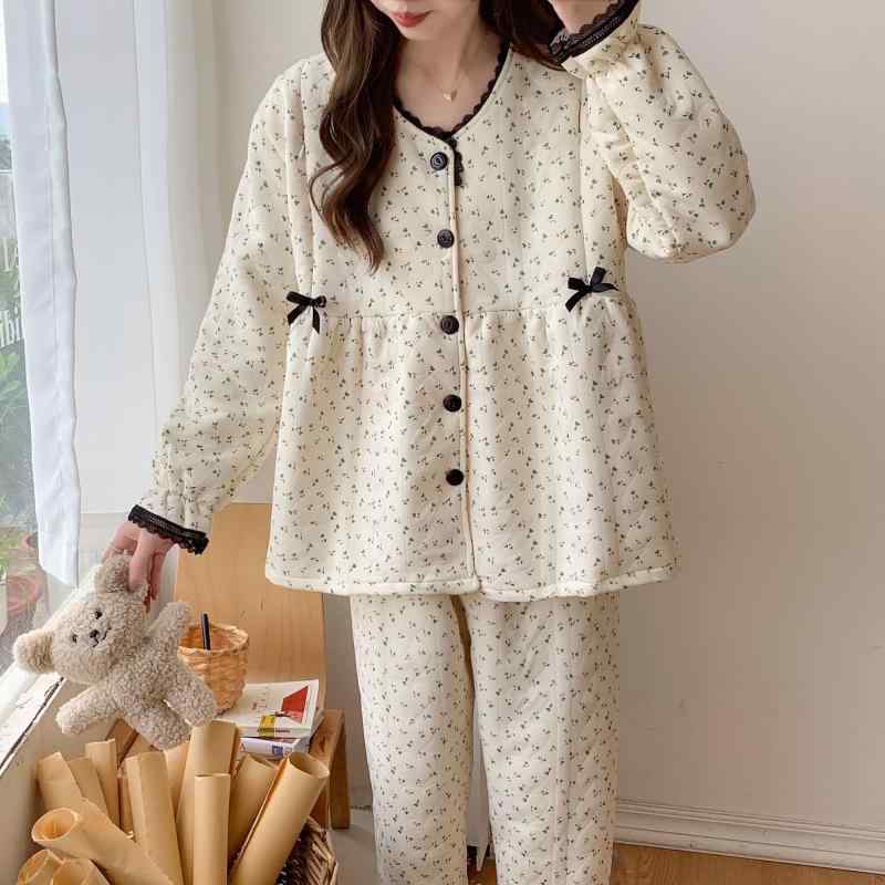 パジャマ レディース 秋冬 マタニティ 授乳服 上下セット 大きいサイズ ポリエステル 部屋着 長袖 長ズ..