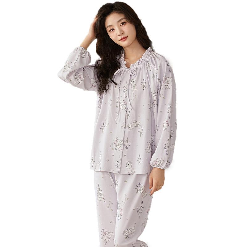 マタニティウェア レディース 抗菌 純綿 授乳服 長袖 トップス パンツ 上下セット 春秋 吸汗 通気性 前..