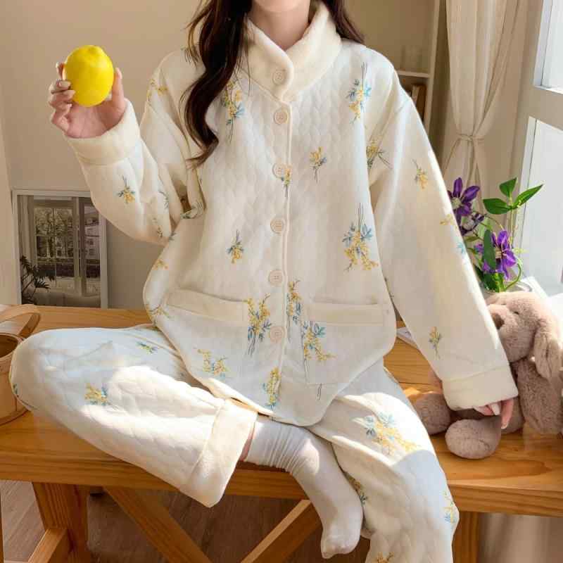 パジャマ レディース マタニティ 授乳服 秋冬 厚手 ポリエステル 前開き 長袖 長ズボン 大きいサイズ ..