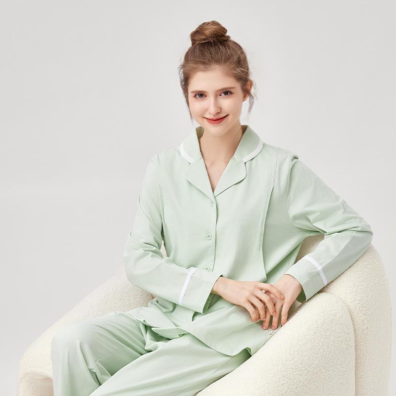 マタニティ パジャマ レディース 産後 授乳服 綿100% ルームウェア 上下セット 長袖 薄手 妊婦服 春夏..
