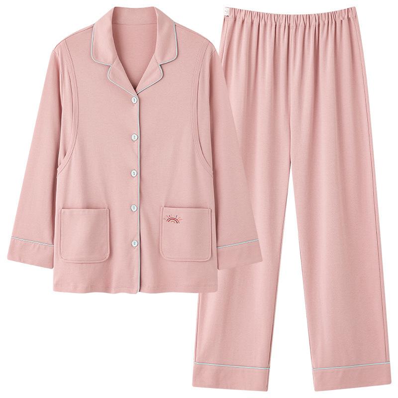 マタニティウェア レディース 授乳服 春秋 産前産後 コットン風 妊婦服 長袖 開襟 セットアップ 授乳し..