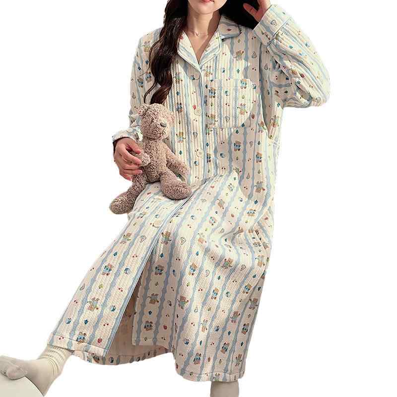 マタニティウェア 秋冬 授乳服 ワンピース 長ズボン 上下セット コットン 産後 パジャマ 部屋着 厚手 ..