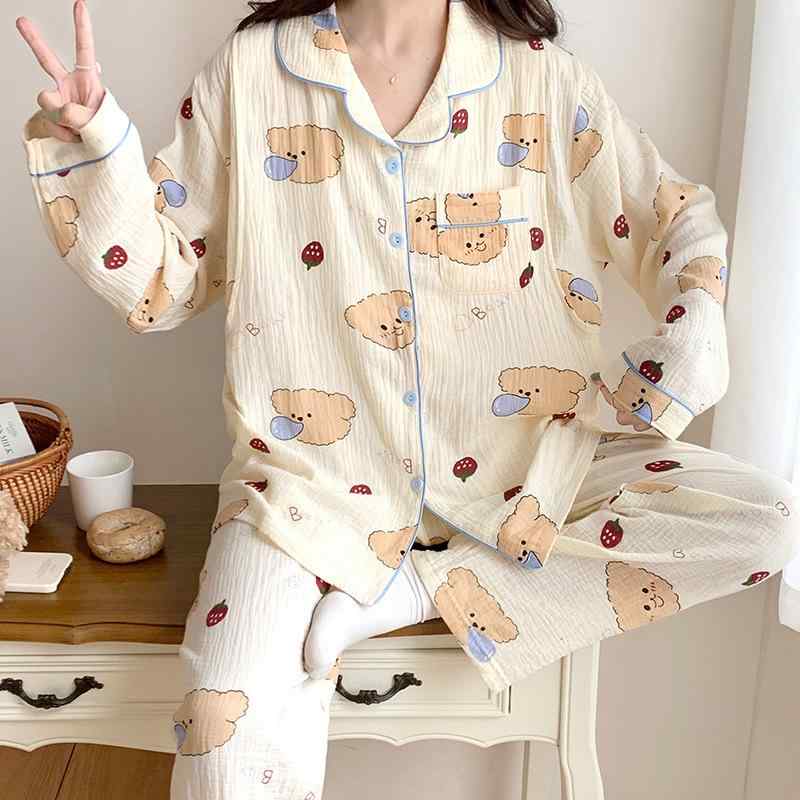 パジャマ レディース 授乳服 春夏 綿100% ガーゼ 妊婦服 マタニティ 長袖 長ズボン 上下セット ルーム..