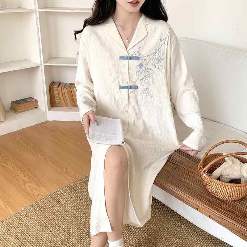 ワンピース レディース 授乳服 春秋 長袖 コットン カーディガン マタニティ 産前 産後 古風 国風 377 ..