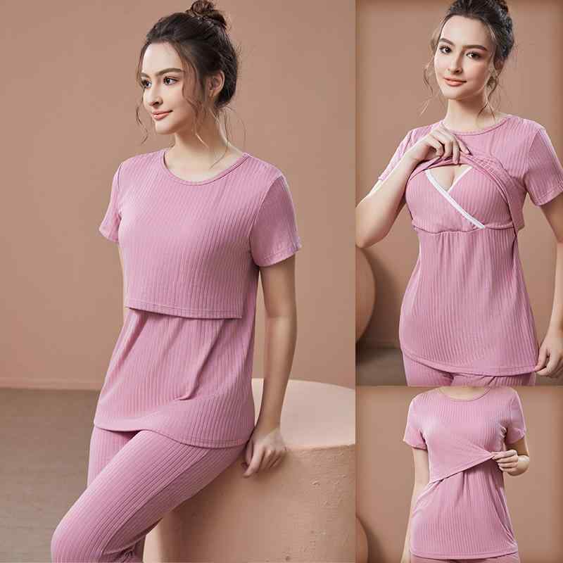 授乳服 レディース 授乳トップス 半袖 Tシャツ セットアップ 産前 産後 ルームウェア 部屋着 マタニテ..