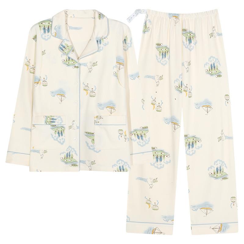 マタニティウェア レディース 授乳服 綿 長袖 長ズボン 上下セット 冬 秋 産後 部屋着 ルームウェア