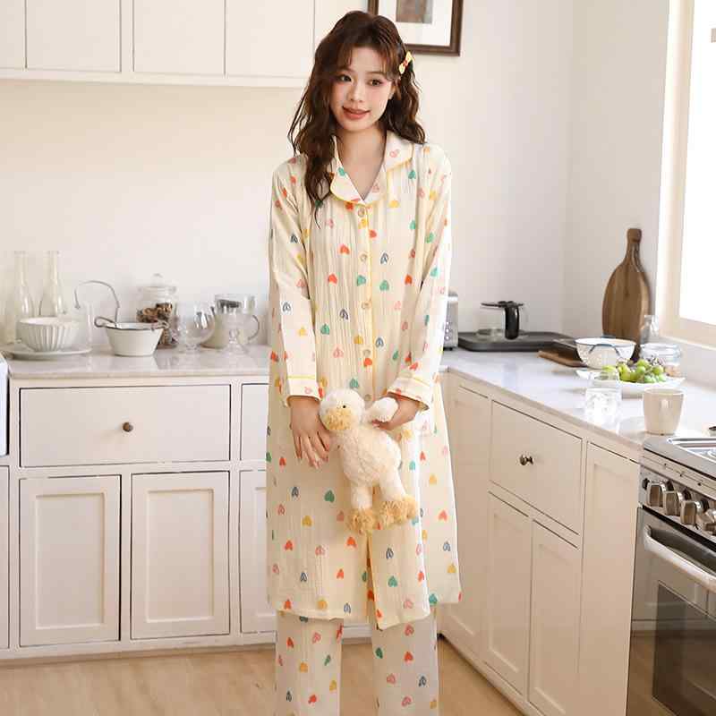 マタニティ パジャマ レディース 授乳服 春夏 産後 長袖 綿100% ガーゼ 薄手 妊婦 ルームウェア セット..