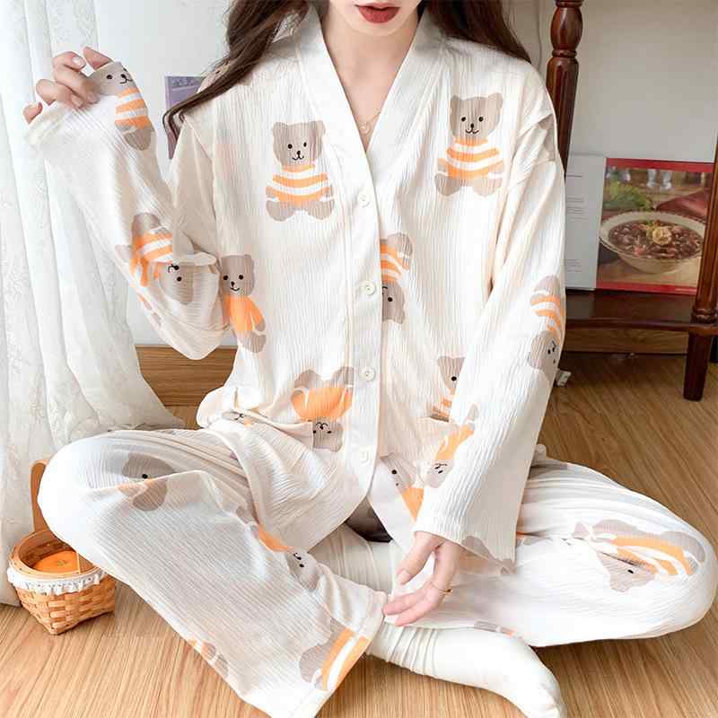 パジャマ レディース 授乳服 産後 授乳 セットアップ 春夏 秋冬 長袖 Vネック ポリエステル 部屋着 ル..