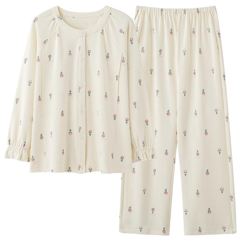 マタニティ パジャマ レディース 授乳服 長袖 産褥 妊婦服 春夏 秋冬 セットアップ ポリエステル かわ..