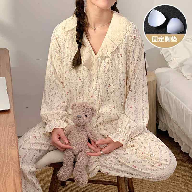 マタニティウェア 春秋 授乳服 産後 クラウドコットン 授乳口付き パジャマ 妊婦 長袖 長ズボン セット..