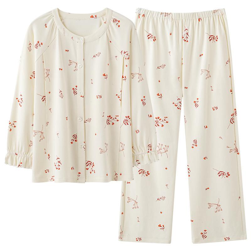 マタニティウェア レディース 授乳服 長袖 婦人服 妊婦 パジャマ セットアップ 春夏 秋冬 ポリエステル..