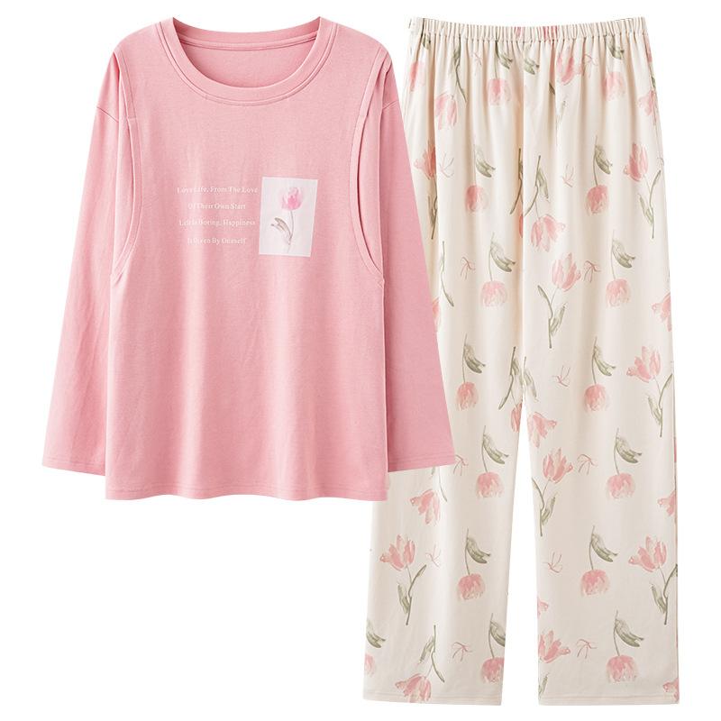 マタニティウェア レディース 授乳服 春秋 セットアップ 産後 授乳トップス 長袖 パジャマ 部屋着 ルー..