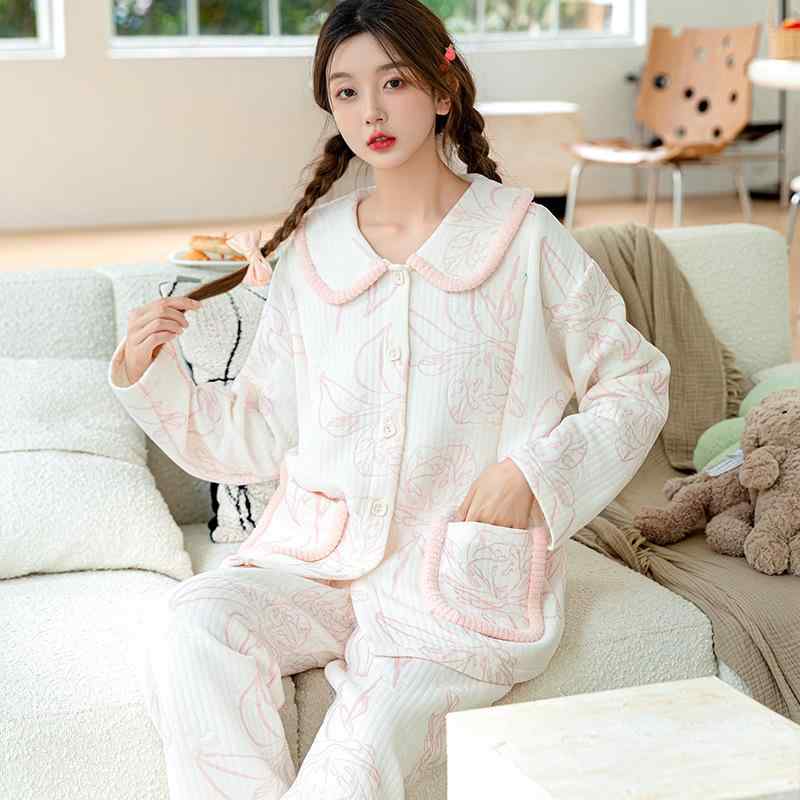 マタニティウェア レディース 産後 パジャマ 秋冬 厚手 大きいサイズ 2点セット 授乳服 ポリエステル ..