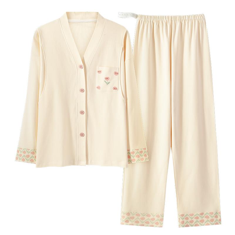 パジャマ レディース 授乳服 春夏秋冬 綿100% 長袖 和風 前開き 妊婦服 産前 産後 入院着 マタニティウ..