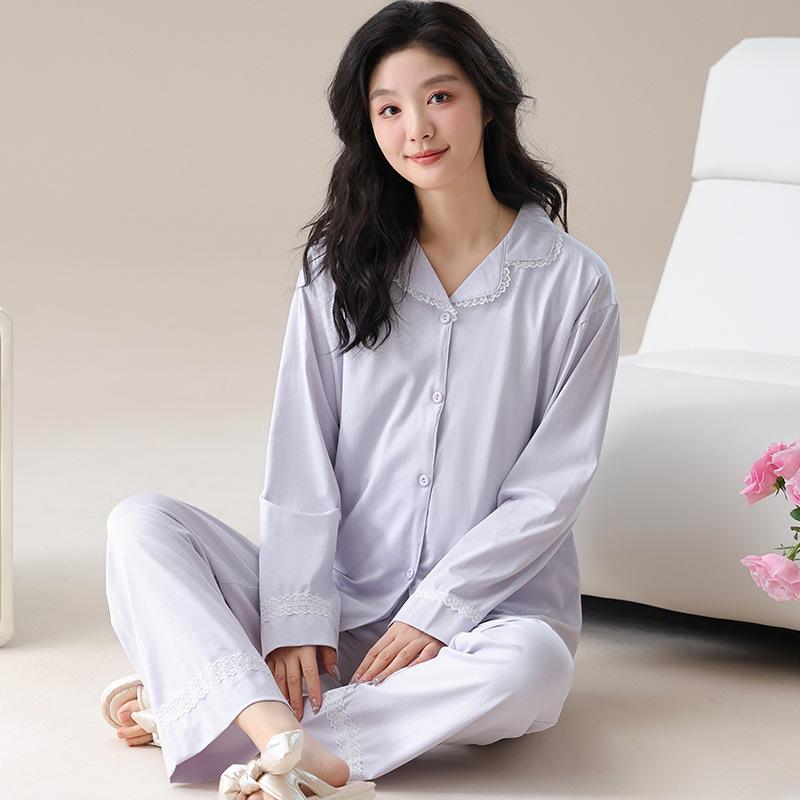 マタニティウェア レディース 授乳服 綿100% 長袖 ルームウェア 春 プリンセス かわいい 産後 部屋着 M..