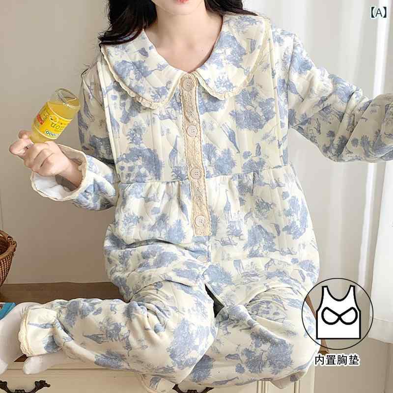 マタニティウェア レディース コットン 授乳服 前開きタイプ 厚手 秋冬 あったか 部屋着 ルームウェア ..