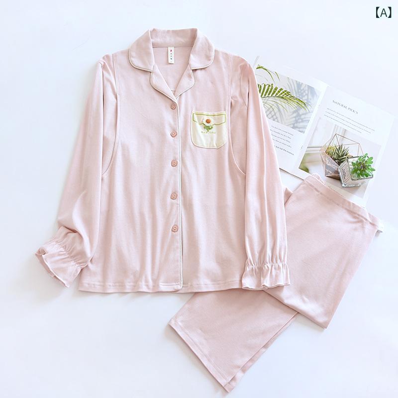 パジャマ レディース マタニティ 長袖 綿100％ 薄手 授乳服 春夏 セットアップ 産後 部屋着 ルームウェ..