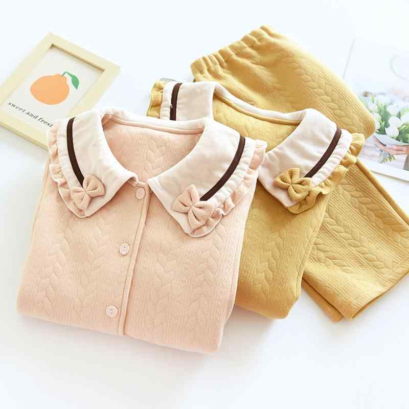 マタニティウェア レディース 秋冬 授乳服 産後 パジャマ 上下セット 綿 あったか 保温 長袖 ルームウェア 厚手 ピンク系