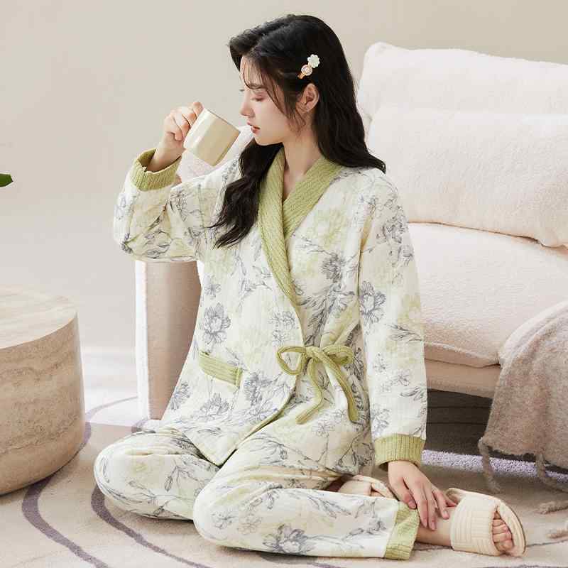 パジャマ レディース マタニティ 長袖 綿 春秋 冬 授乳服 胸パッド付き 産後 部屋着 かわいい