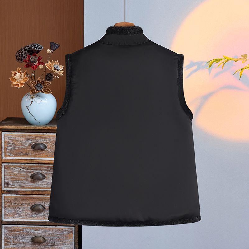 ベスト レディース 中高年女性用 刺繍入り あったか ママ向け ポリエステル ゆったり 中国風 お洒落着 ..