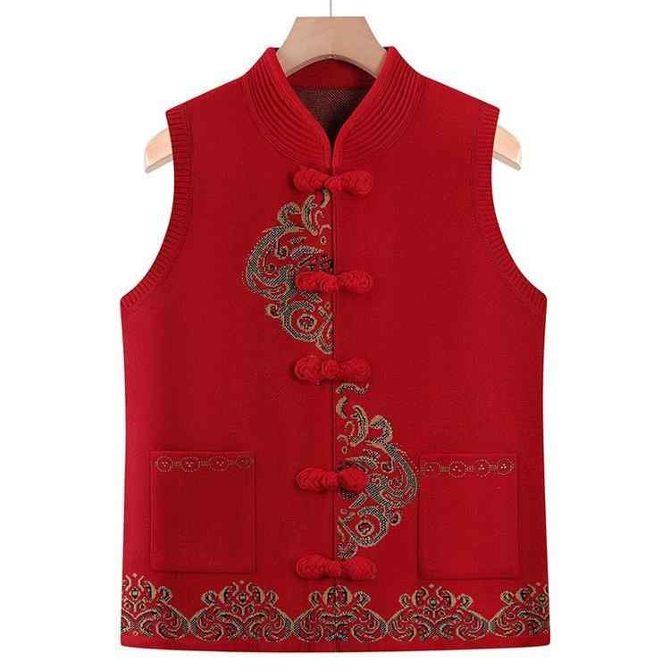 ベスト レディース ミセス シニア 春秋 ニット ベスト チョッキ お母さん おばあちゃん 服 トップス 花..