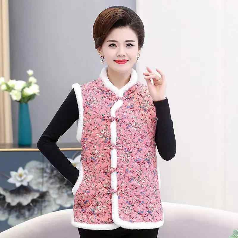 ベスト レディース 秋冬 中高年 女性用 裏起毛 あったか チョッキ ゆったり 花柄 婦人服 シニア 敬老の..