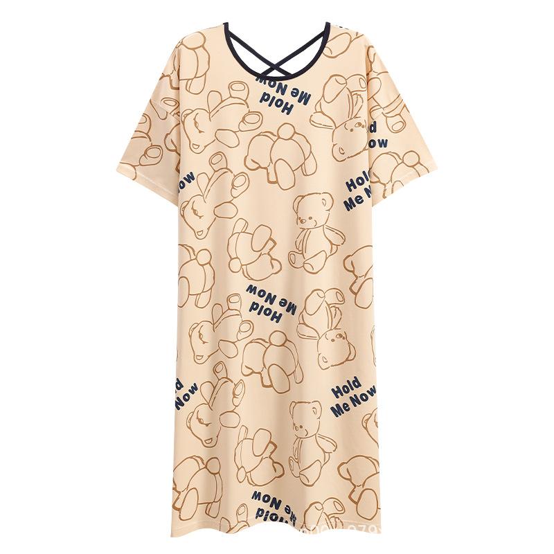 ワンピース レディース モダール 春夏 半袖 ルームウェア 部屋着 涼しい 100kg対応 ゆったり 大きいサ..