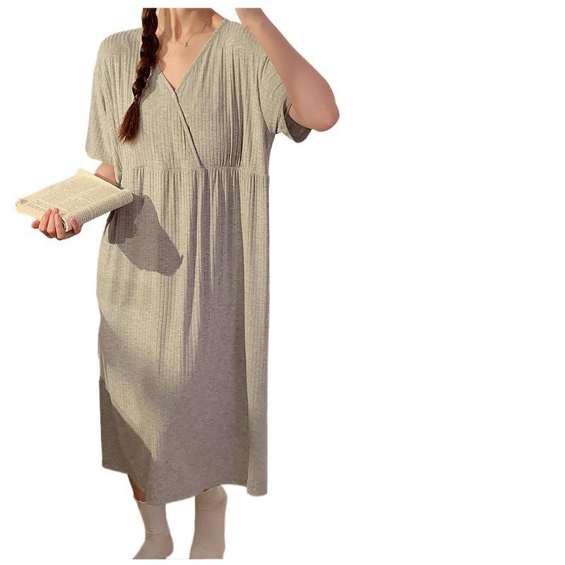 ワンピース レディース 授乳服 マタニティ モダール 胸パッド付き 取り外し可能 産前 産後 半袖 ルーム..