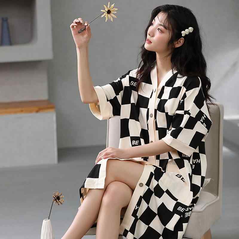 ワンピース レディース 半袖 パジャマ 前開き 綿100％ 部屋着 ルームウェア Vネック M L XL XXL 夏 涼..