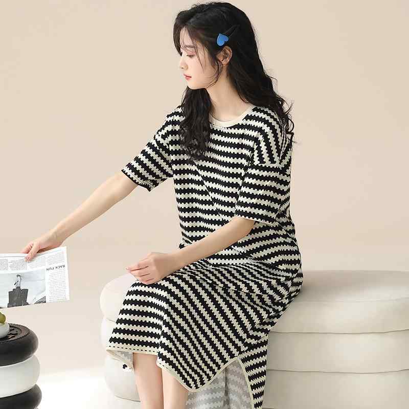 ワンピース レディース 授乳服 産後 マタニティ パジャマ ルームウェア 薄手 ポリエステル 黒白 ストラ..