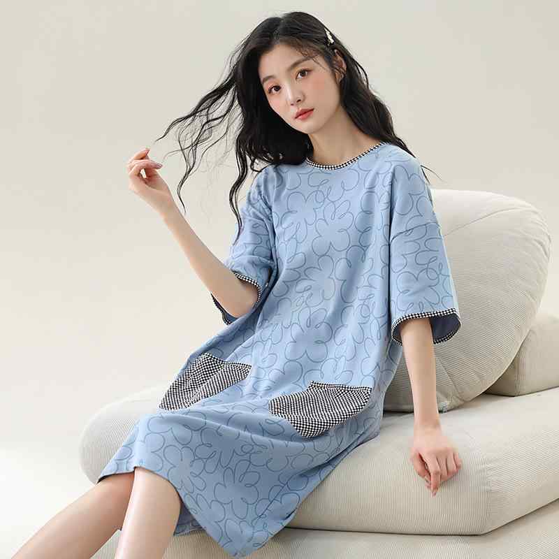 ワンピース レディース 半袖 コットン 大きいサイズ 5XL 110kg 薄手 ルームウェア 部屋着 接触冷感 涼..