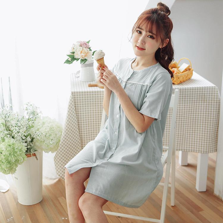 マタニティウェア 授乳服 レディース 格子柄 綿 半袖 ワンピース 膝丈 産後 パジャマ 部屋着 ルームウ..