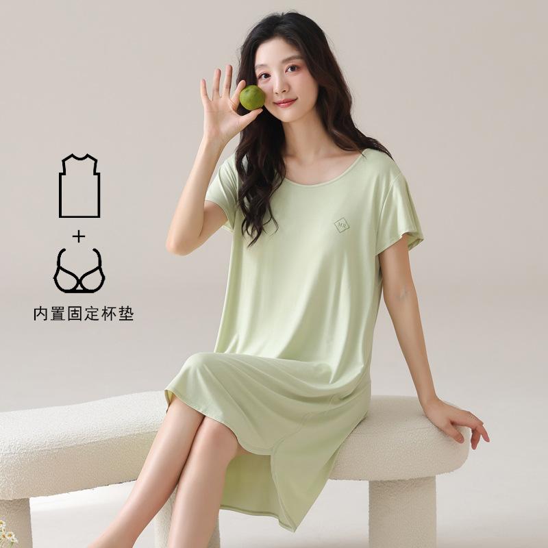 ワンピース レディース 半袖 ルームウェア 膝丈 コットン 涼しい 部屋着 寝巻き パジャマ 薄手 M L XL ..