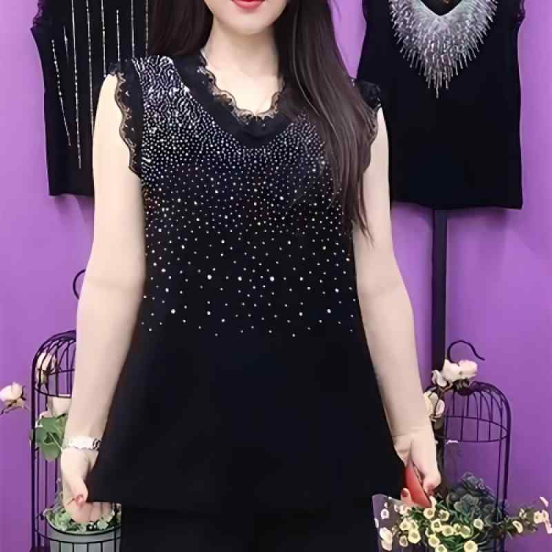 タンクトップ レディース レース コットン 春夏 快適 ストレッチ ママ トップス カットソー ノースリー..