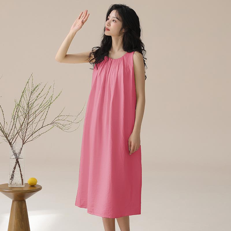 ワンピース レディース 夏 吊り紐付き サマーワンピース 大サイズ 綿100% 薄手 涼しい 快適 リラックス..