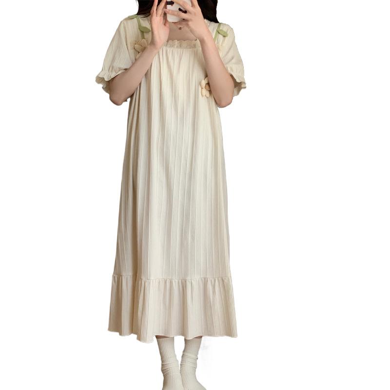 ワンピース レディース 膝丈 半袖 薄手 大きいサイズ マタニティ ルームウェア 部屋着 寝巻き ホームウ..