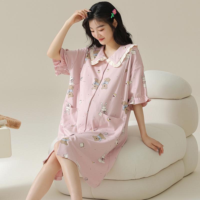 ワンピース レディース マタニティ 授乳服 半袖 ポリエステル かわいい プリンセス風 ルームウェア M L..