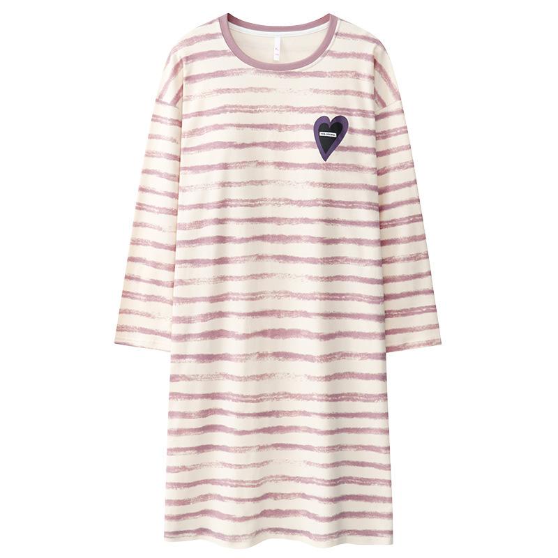 ワンピース レディース 春秋 綿 長袖 ロング丈 部屋着 普段使い ラウンドネック 伸縮性 快適 মিষ্টি か..