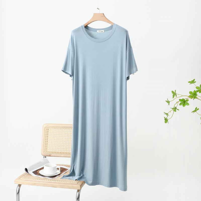 ワンピース レディース 婦人服 夏 ラウンドネック 半袖 ロング丈 ゆったり 大きいサイズ 部屋着 ルーム..