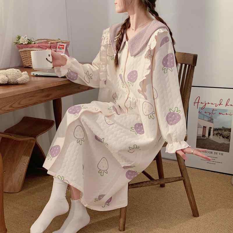 マタニティ パジャマ レディース 秋冬 長袖 前開き 授乳服 ワンピース 大きいサイズ 産前 産後 入院着 ..