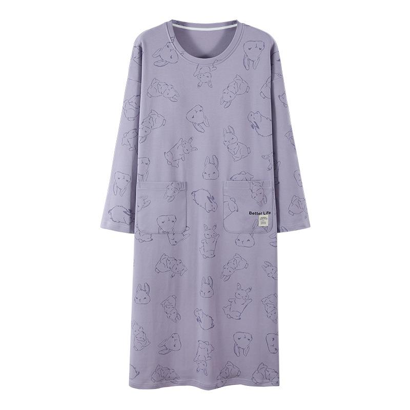 ワンピース レディース 春秋 長袖 綿100% マタニティ 授乳 パッド付き ルームウェア 部屋着 寝巻き 婦..